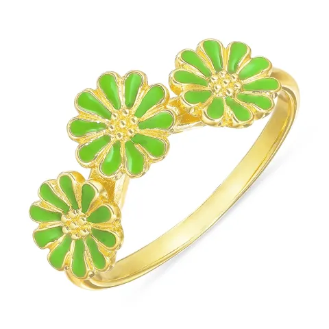 margriet lichtgroene ring in verguld sterlingzilver