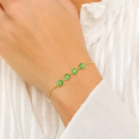 margriet donkergroen armband in verguld sterlingzilver