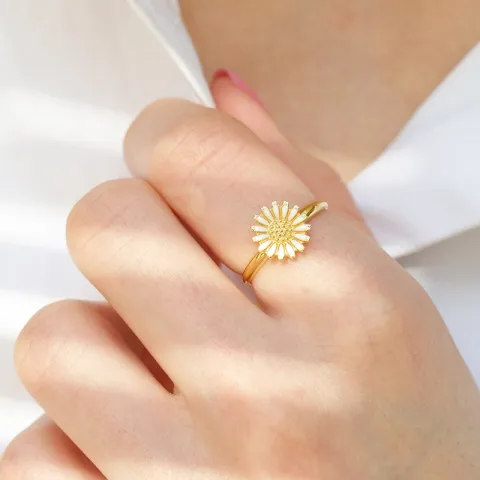 10 mm margriet ring in verguld sterlingzilver