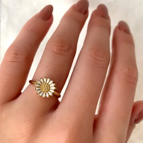 10 mm margriet ring in verguld sterlingzilver