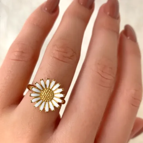 14 mm margriet ring in verguld sterlingzilver