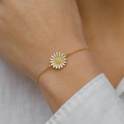 15 mm margriet armband in verguld sterlingzilver