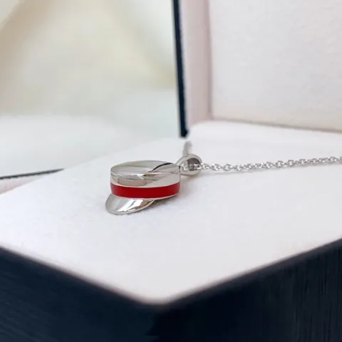 studenten pet rode ankerketting in zilver