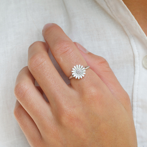 11 mm margriet zirkoon ring in zilver - Matilda