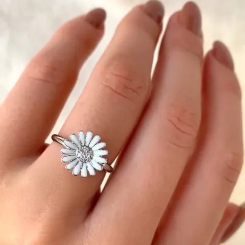 11 mm margriet zirkoon ring in zilver