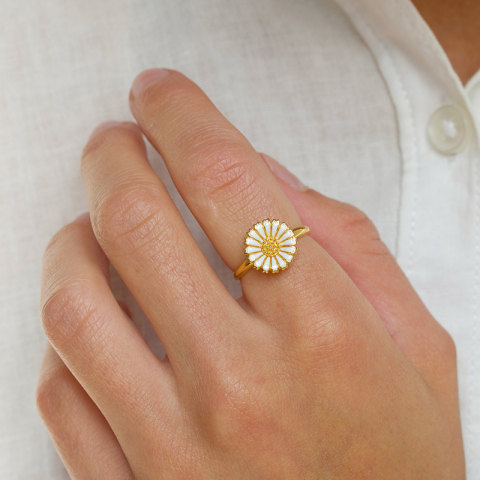 12 mm margriet ring in verguld sterlingzilver - Marie