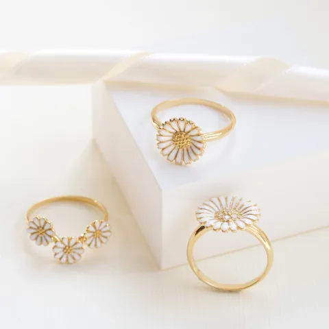 12 mm margriet ring in verguld sterlingzilver - Marie