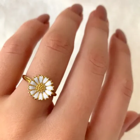 12 mm margriet ring in verguld sterlingzilver - Marie