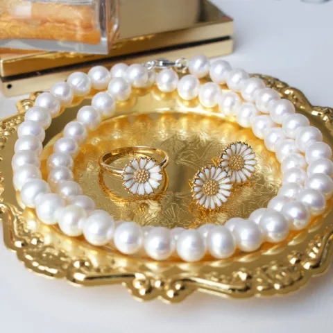 12 mm margriet ring in verguld sterlingzilver - Marie