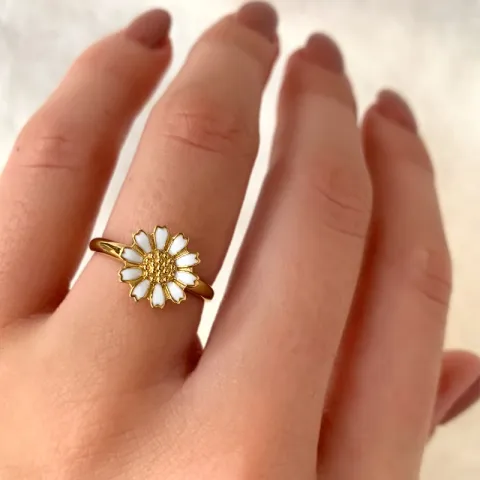 10 mm margriet ring in verguld sterlingzilver