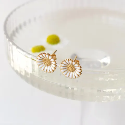 12 mm margriet oorsteker in verguld sterlingzilver - Marie
