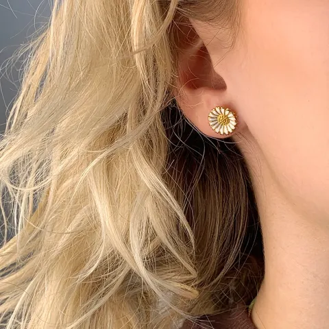 12 mm margriet oorsteker in verguld sterlingzilver - Marie