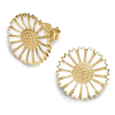 15 mm margriet oorsteker in verguld sterlingzilver - Marie
