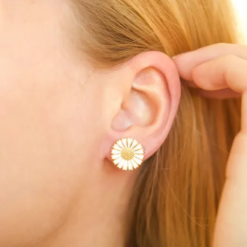 15 mm margriet oorsteker in verguld sterlingzilver - Marie