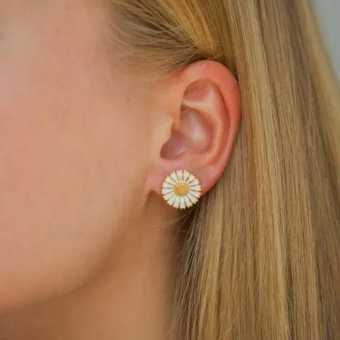 15 mm margriet oorsteker in verguld sterlingzilver - Marie