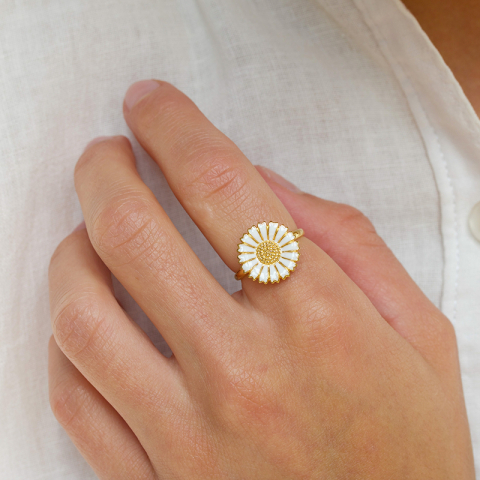 15 mm margriet ring in verguld sterlingzilver - Marie