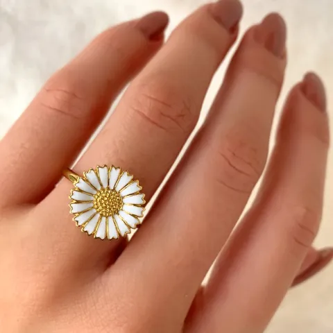 15 mm margriet ring in verguld sterlingzilver