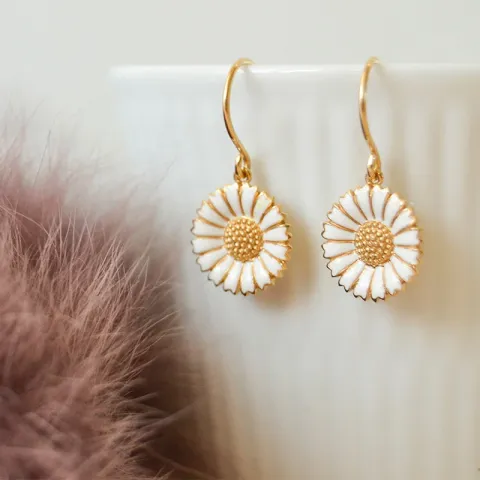 15 mm margriet oorbellen in verguld sterlingzilver - Marie