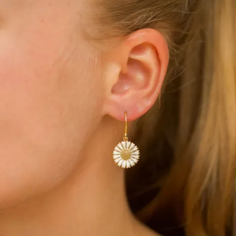 15 mm margriet oorbellen in verguld sterlingzilver - Marie