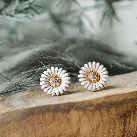 14,5 mm margriet oorbellen in verguld zilver - Matilda