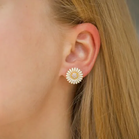 14,5 mm margriet oorbellen in verguld zilver - Matilda