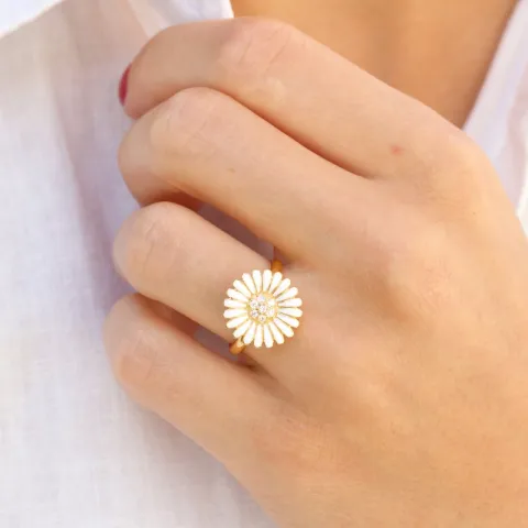 14 mm margriet ring in verguld sterlingzilver