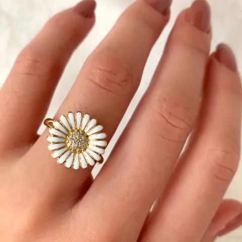 14 mm margriet ring in verguld sterlingzilver