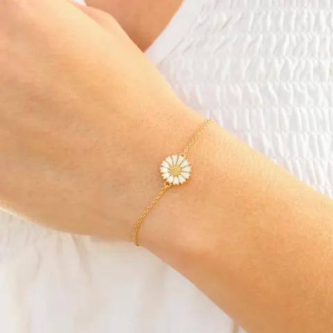11 mm margriet ankerarmband in verguld sterlingzilver met margriet hanger in verguld sterlingzilver - Marie