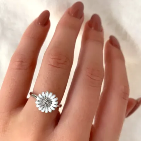 11 mm margriet zirkoon ring in zilver