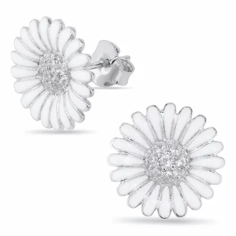 14,5 mm margriet oorsteker in gerodineerd zilver - Matilda