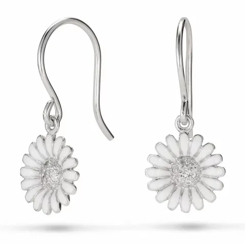10 mm margriet oorbellen in gerodineerd zilver - Matilda