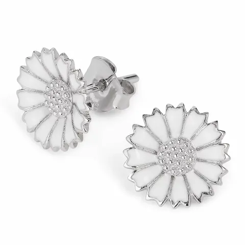 12 mm margriet oorsteker in gerodineerd zilver - Marie