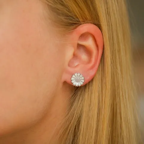 12 mm margriet oorsteker in gerodineerd zilver - Marie