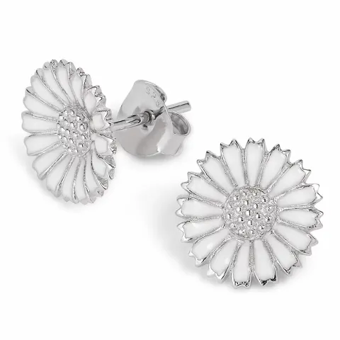 12 mm margriet oorbellen in gerodineerd zilver - Marie