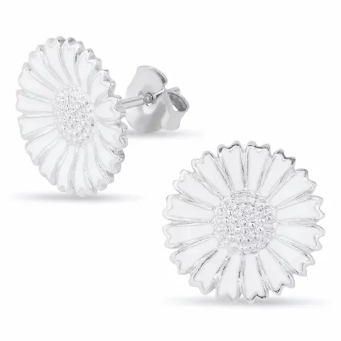 15 mm margriet oorbellen in gerodineerd zilver - Marie