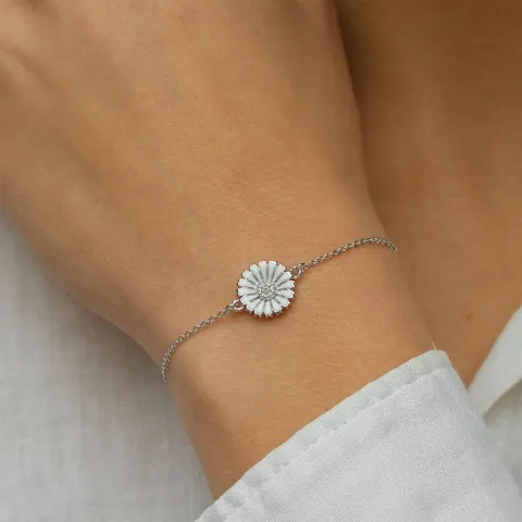 12 mm margriet ankerarmband in gerodineerd zilver met hanger in gerodineerd zilver