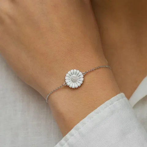 14 mm margriet ankerarmband in gerodineerd zilver met margriet hanger in gerodineerd zilver - Marie