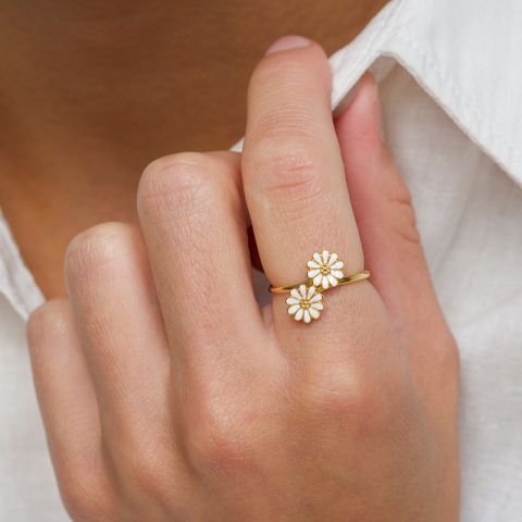 margriet witte ring in verguld sterlingzilver - Maggie