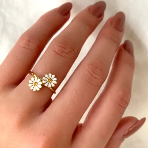 margriet witte ring in verguld sterlingzilver - Maggie