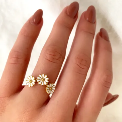7 mm margriet ring in verguld sterlingzilver - Maggie