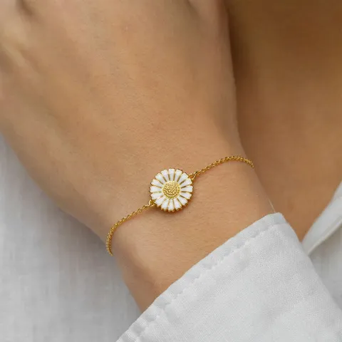 14 mm margriet armband in verguld sterlingzilver