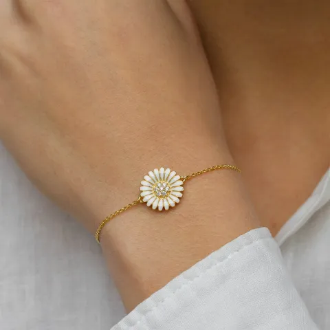 14 mm margriet zirkoon armband in verguld sterlingzilver