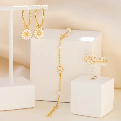 18 mm margriet creool in verguld zilver - Marie