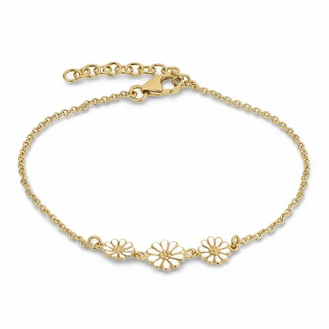 1 x 7 mm en 2 x 6 mm margriet armband in verguld sterlingzilver - Maggie