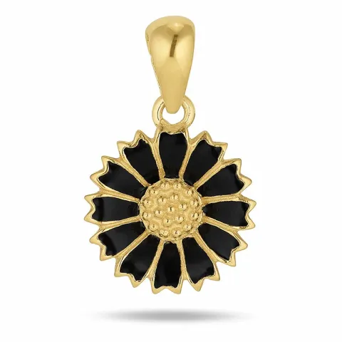 11 mm margriet zwart hanger in verguld sterlingzilver - Marie