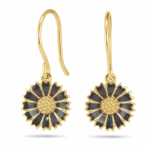 11 - 12 MM margriet zwart oorbellen in verguld zilver - Marie