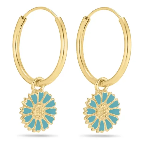 18 mm margriet blauwe creool in verguld zilver - Marie