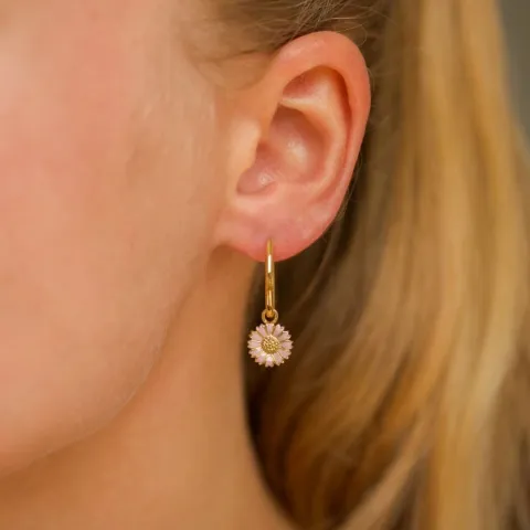 18 mm margriet pink creool in verguld zilver - Marie