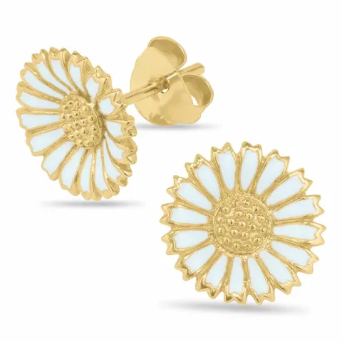 12 mm margriet blauwe oorsteker in verguld zilver - Marie