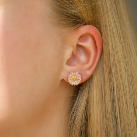 12 mm margriet paarse oorbellen in verguld zilver - Marie
